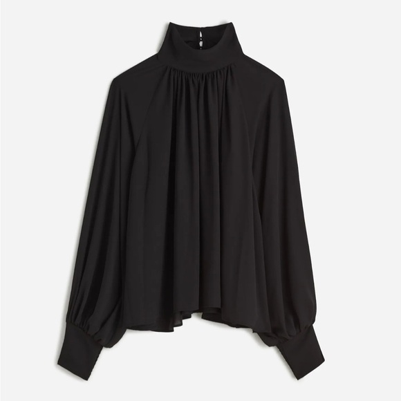 Madewell Turtleneck Long-Sleeve Top in Chiffon in True black size M NWT NT228 - Picture 6 of 15